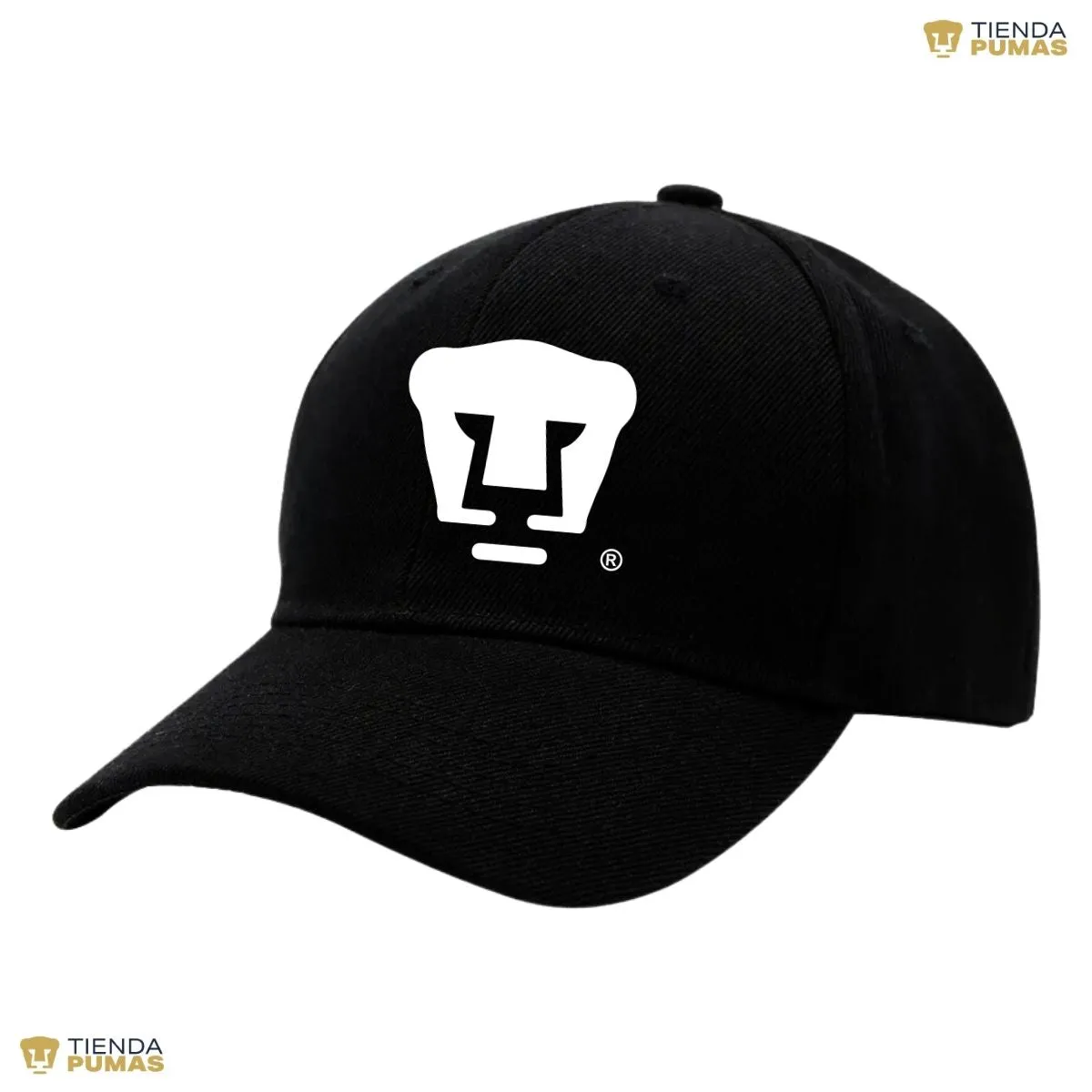 Gorra Pumas UNAM Hombre Mujer Ajustable Logo Blanco Negro 8 Vinil