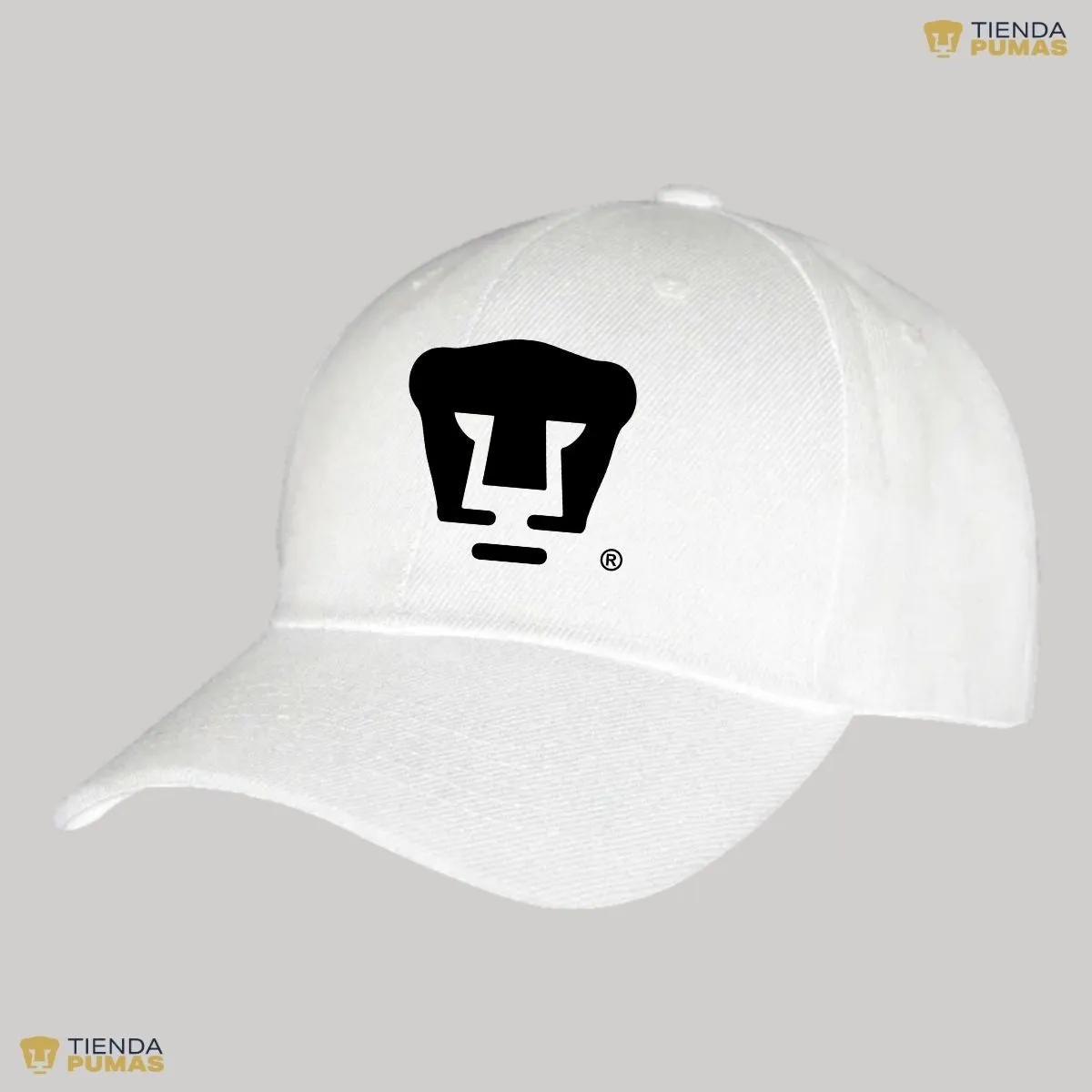 Gorra Pumas UNAM Hombre Mujer Ajustable Logo Blanco Negro 8 Vinil