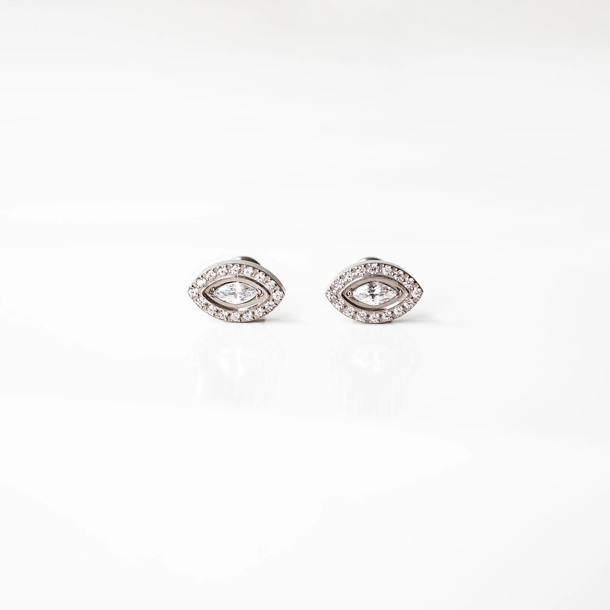 Halo Marquise Crystal Flat Back Sleeper Earrings