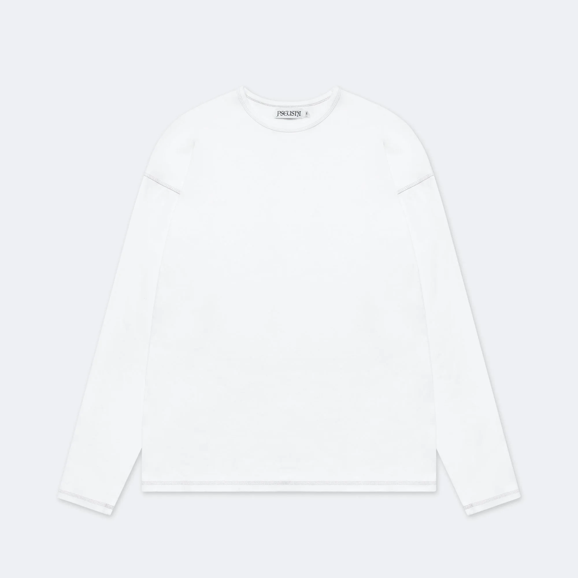 Heavy Rib Knit Long Sleeve Tee - White