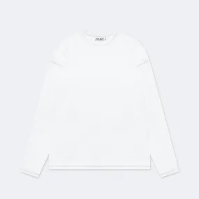 Heavy Rib Knit Long Sleeve Tee - White