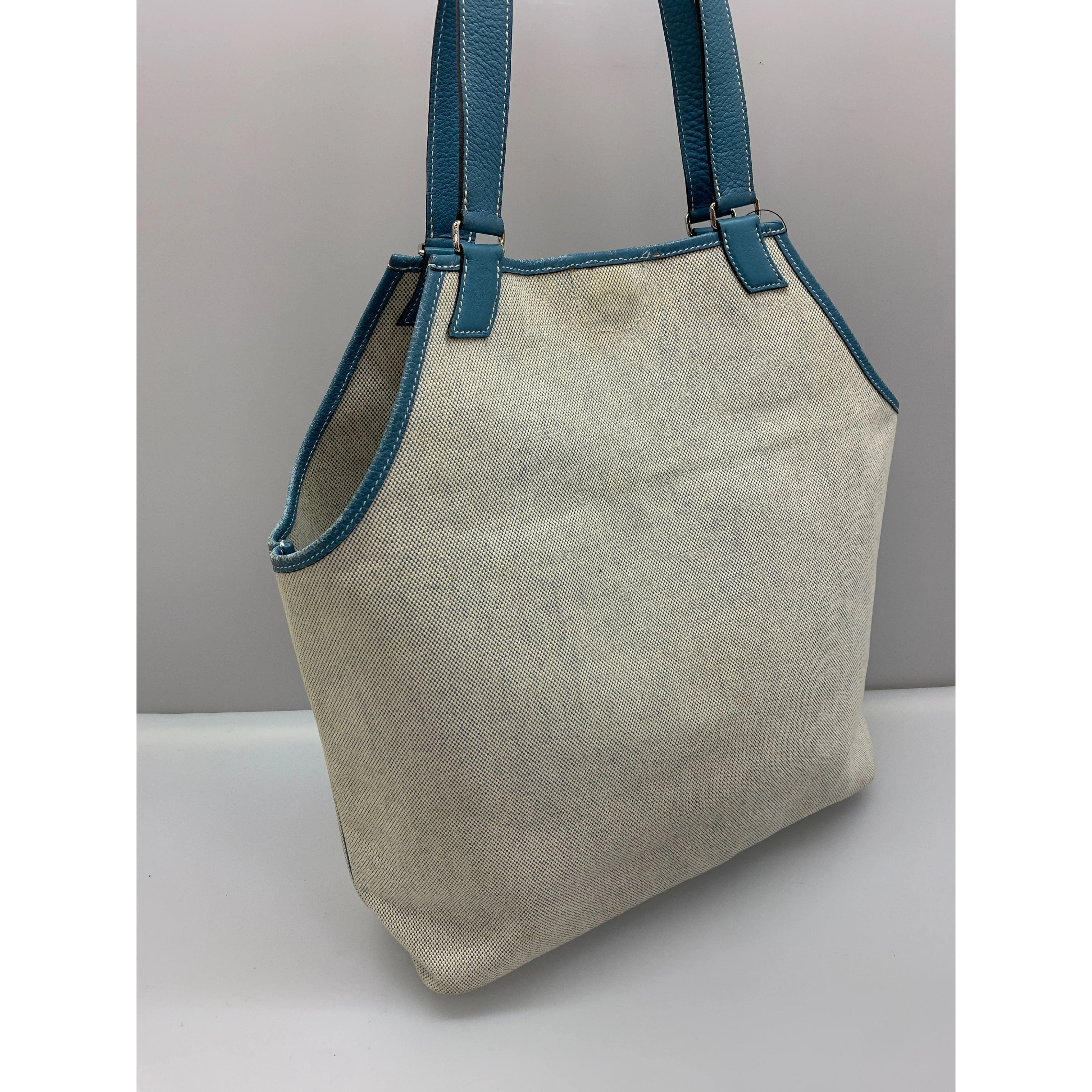 #HERMES/Tote Bag/BLU/Canvas