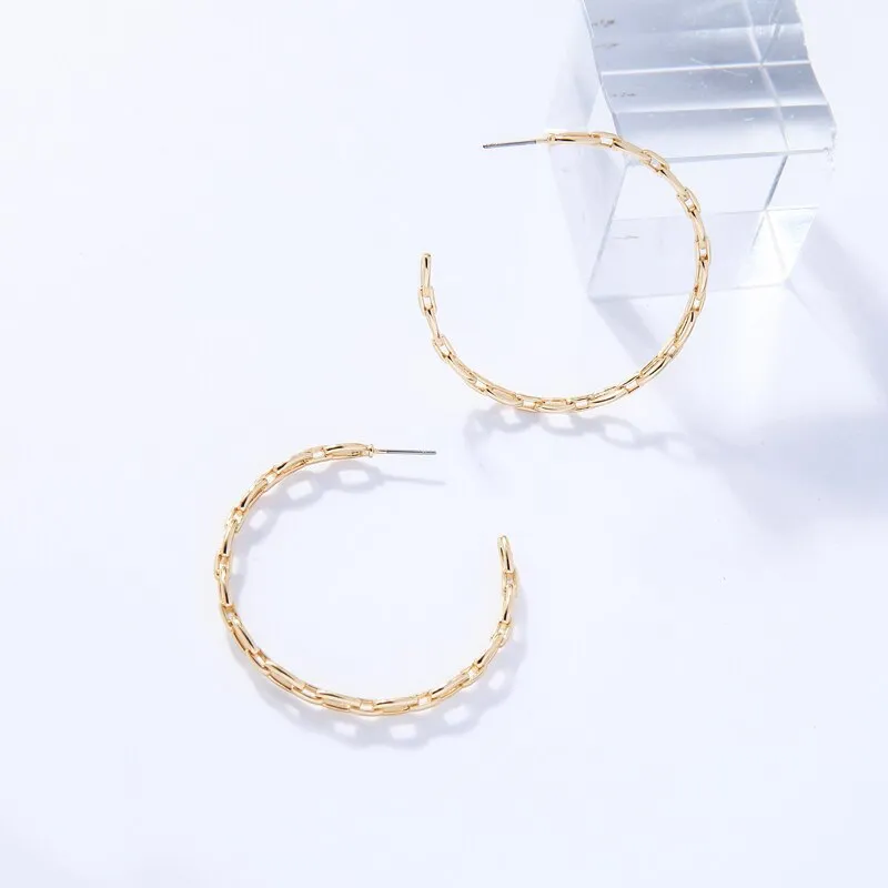 Hyperbole Big Round Golden Hoop Earrings