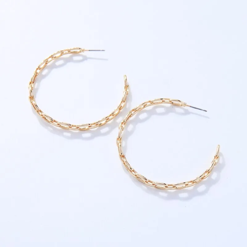 Hyperbole Big Round Golden Hoop Earrings