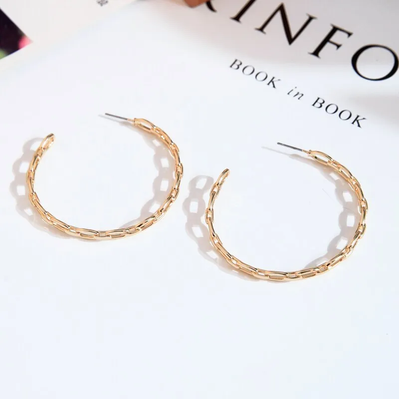 Hyperbole Big Round Golden Hoop Earrings