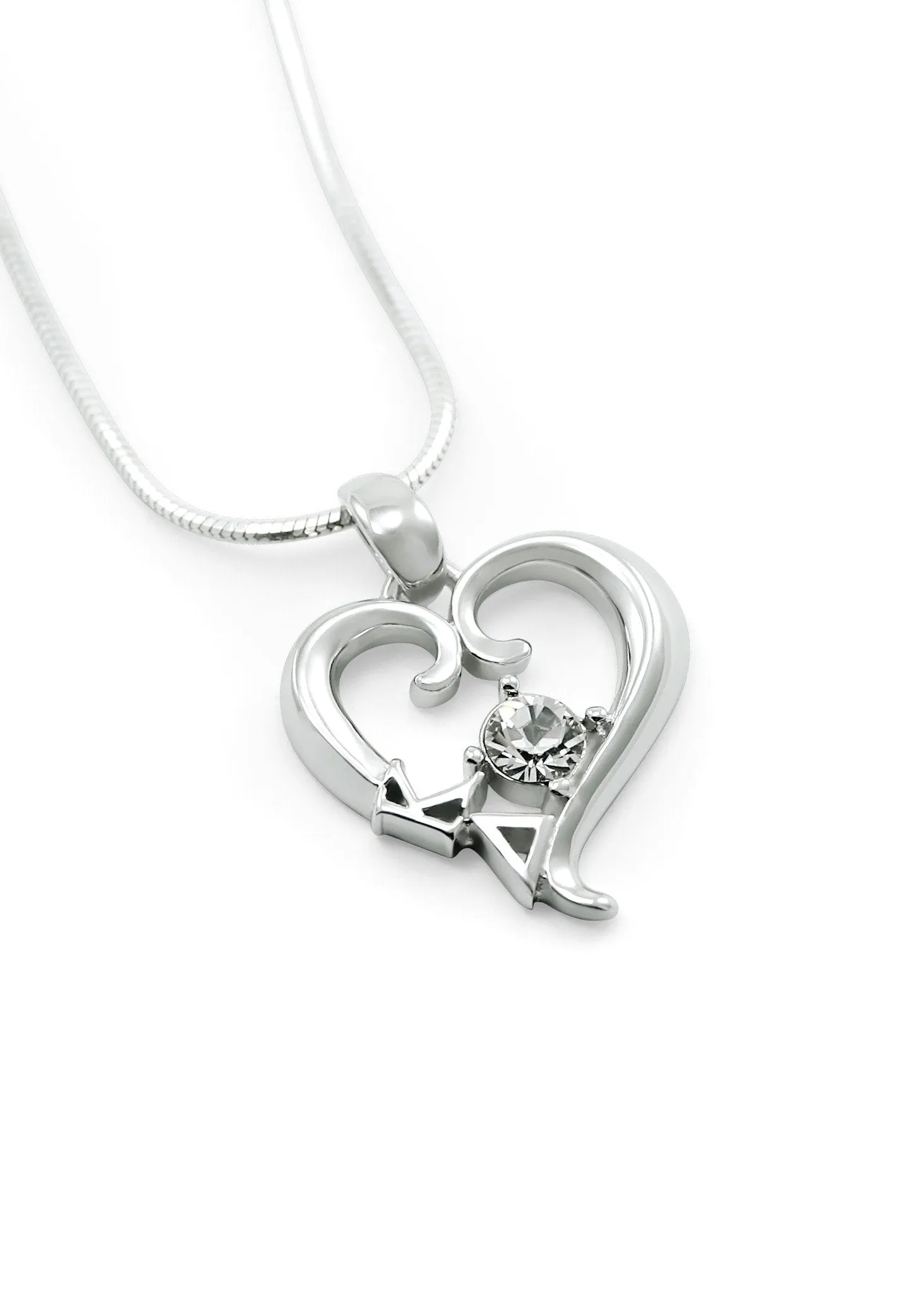 Kappa Delta Sterling Silver Heart Pendant with CZ crystal