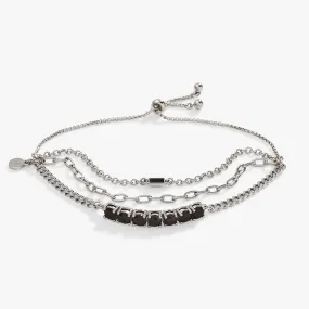 Layered Bolo Stack Bracelet, Jet Crystal