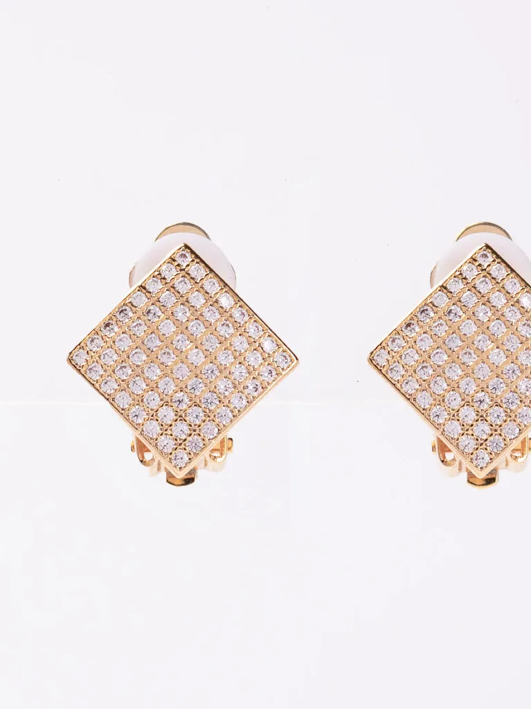 Luna Clip-On CZ Diamond Stud Earrings