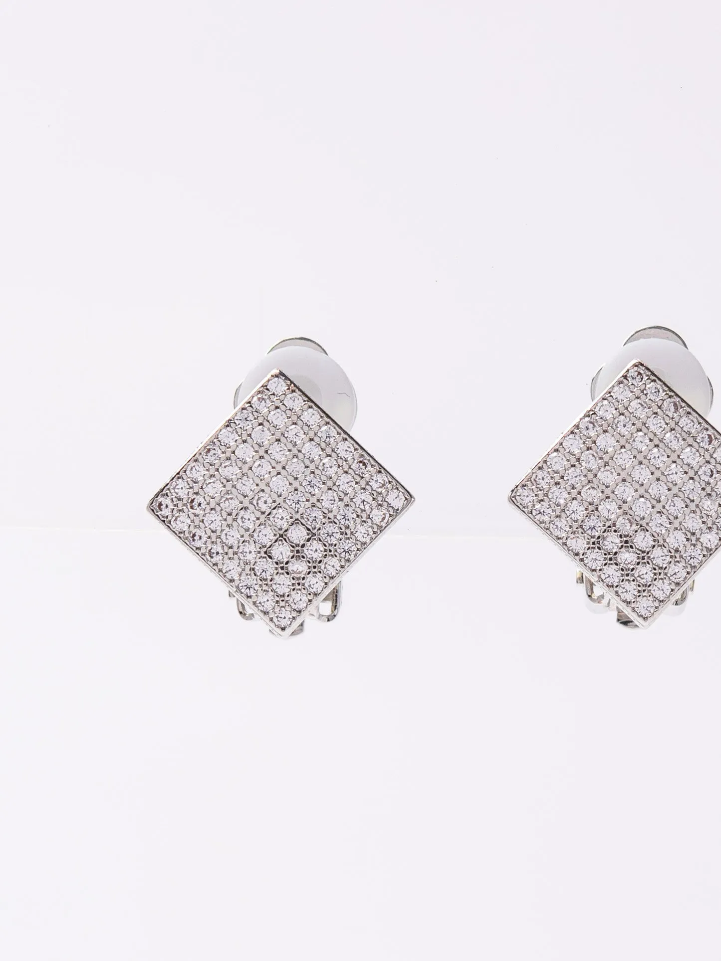 Luna Clip-On CZ Diamond Stud Earrings