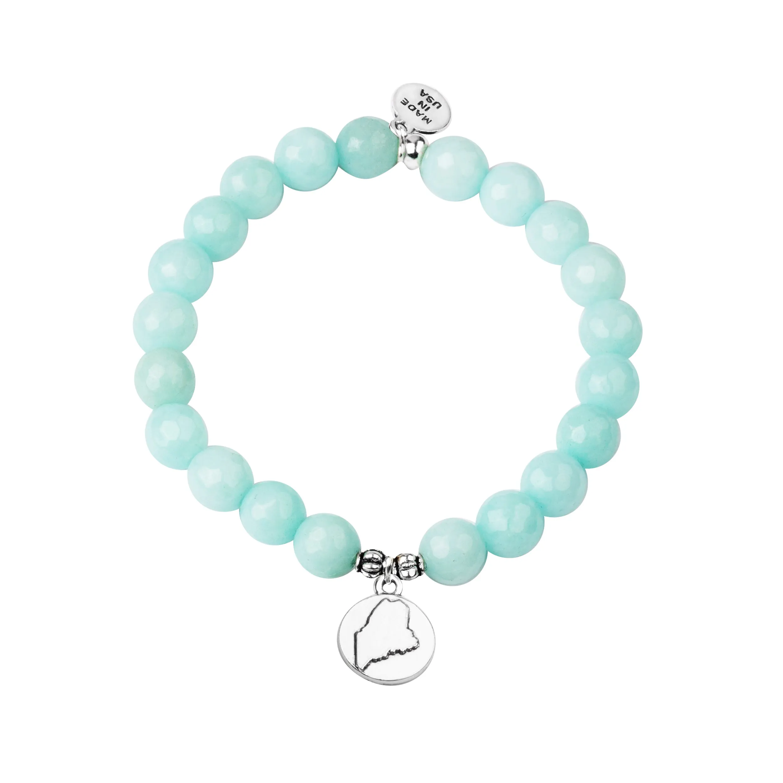 Maine | Stone Beaded Charm Bracelet | Tiffany Blue - Serenity