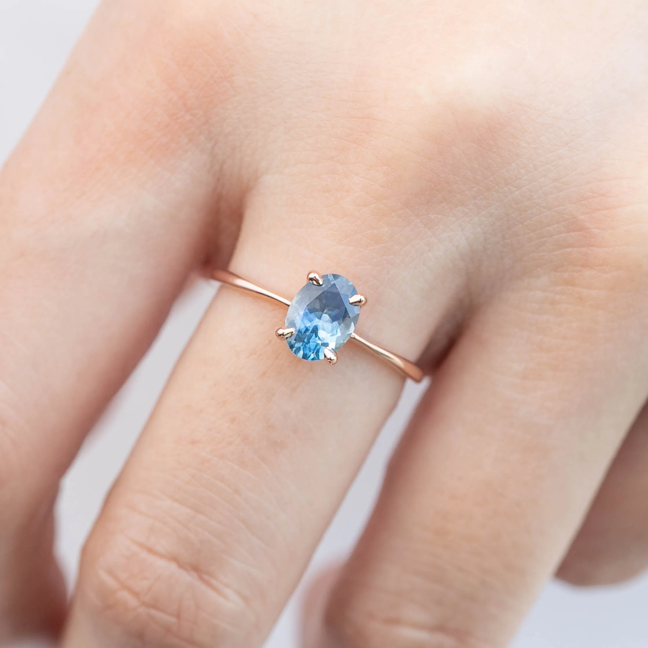 Nina Ring 1.30ct Blue Montana Sapphire, 14k Rose Gold (One of a kind)