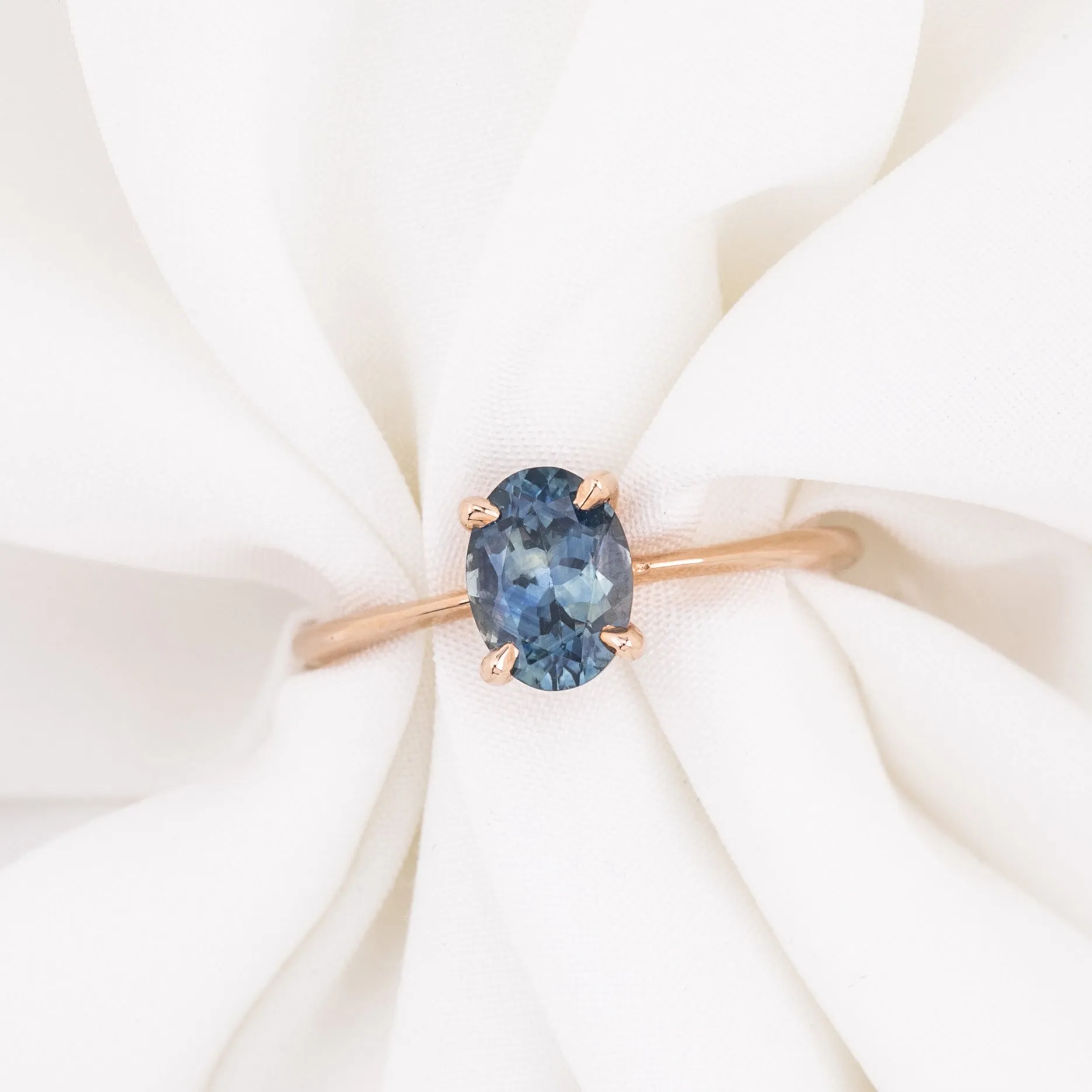 Nina Ring 1.30ct Blue Montana Sapphire, 14k Rose Gold (One of a kind)