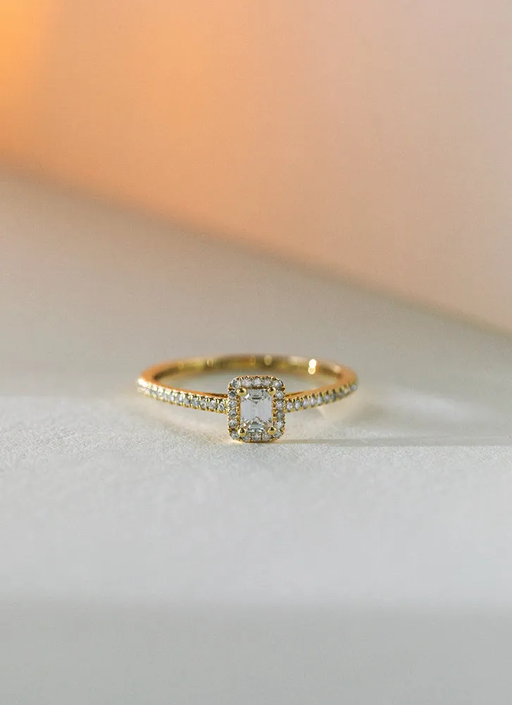 Nya halo diamond ring 14k gold