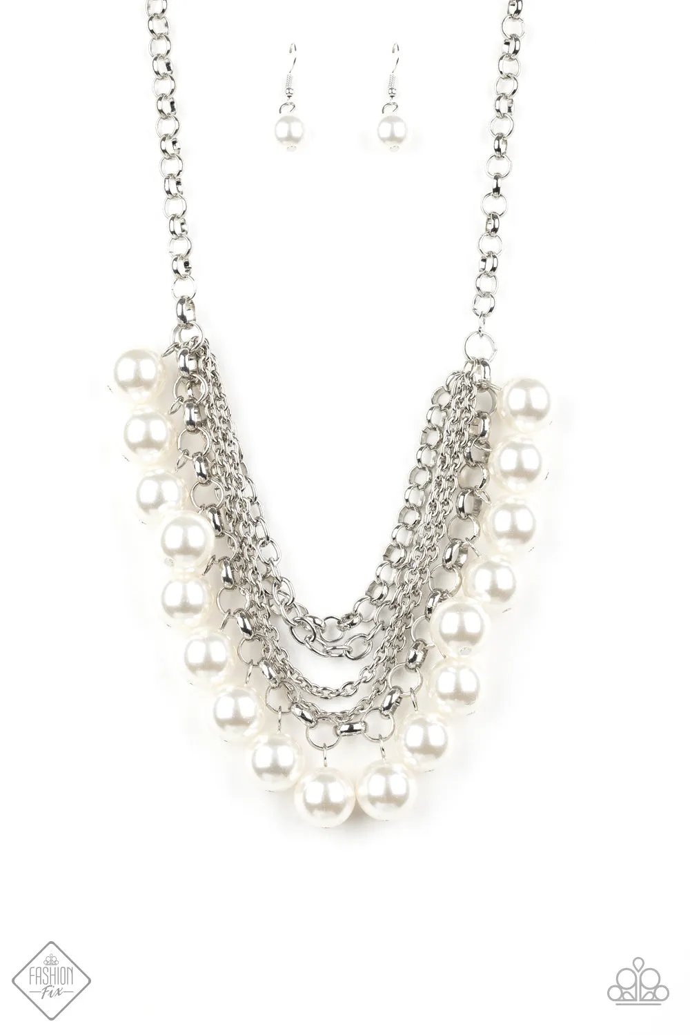 Paparazzi Accessories  - One-Way WALL STREET Fashion Fix #L633 Display - White Necklace September 2019