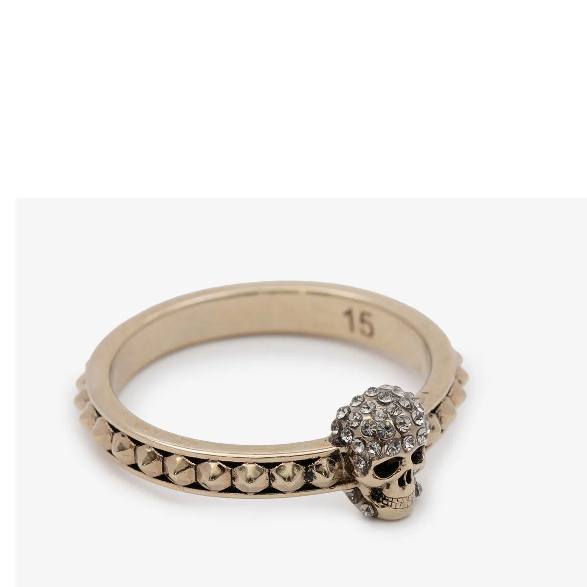 Pave Skull Thin Ring, Pale Gold