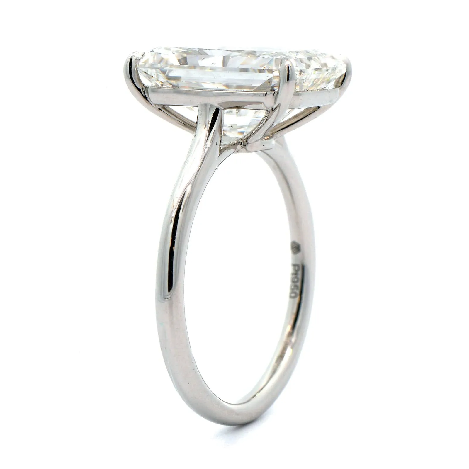 Platinum 4 Prong Cathedral Mounted Radiant Cut Diamond Engagement Ring