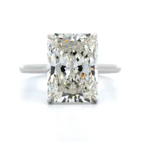 Platinum 4 Prong Cathedral Mounted Radiant Cut Diamond Engagement Ring