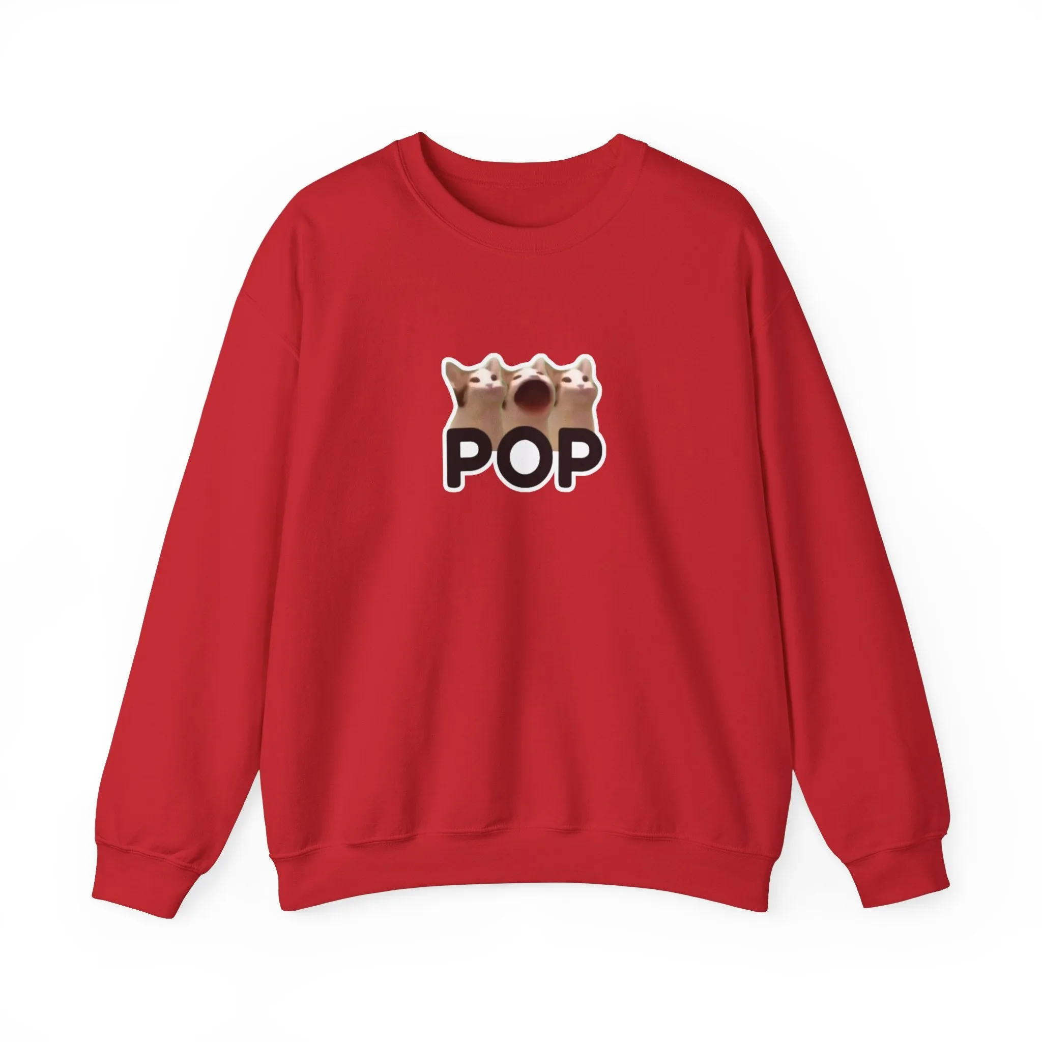 Pop Cat Meme Unisex Heavy Blend Crewneck Sweatshirt