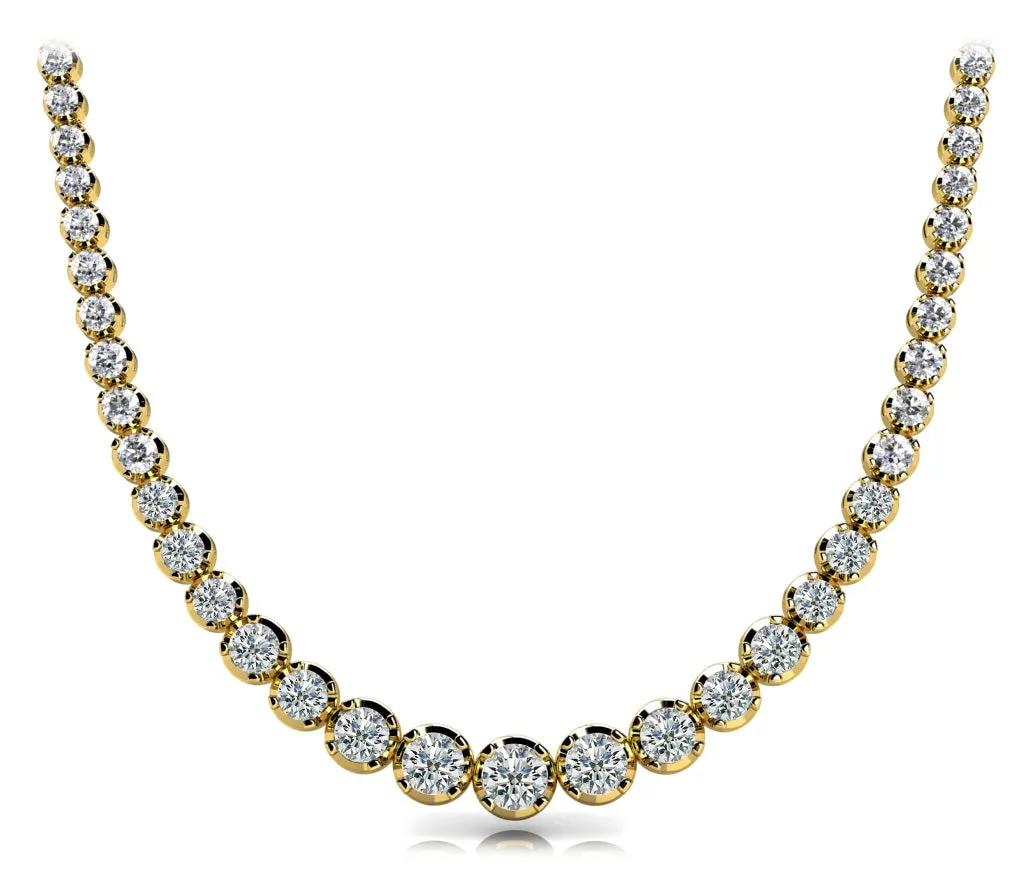 RAIN 10 Carat Diamond Rivera Graduated Necklace in 18K Yellow Gold 4 Prong Low Base Basket  G Color SI1 Clarity BY MIKE NEKTA