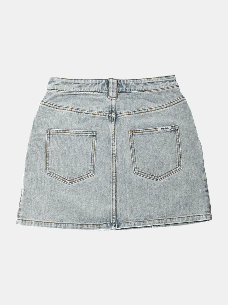 Rhythm Runaway Bay Denim Skirt - Light Wash