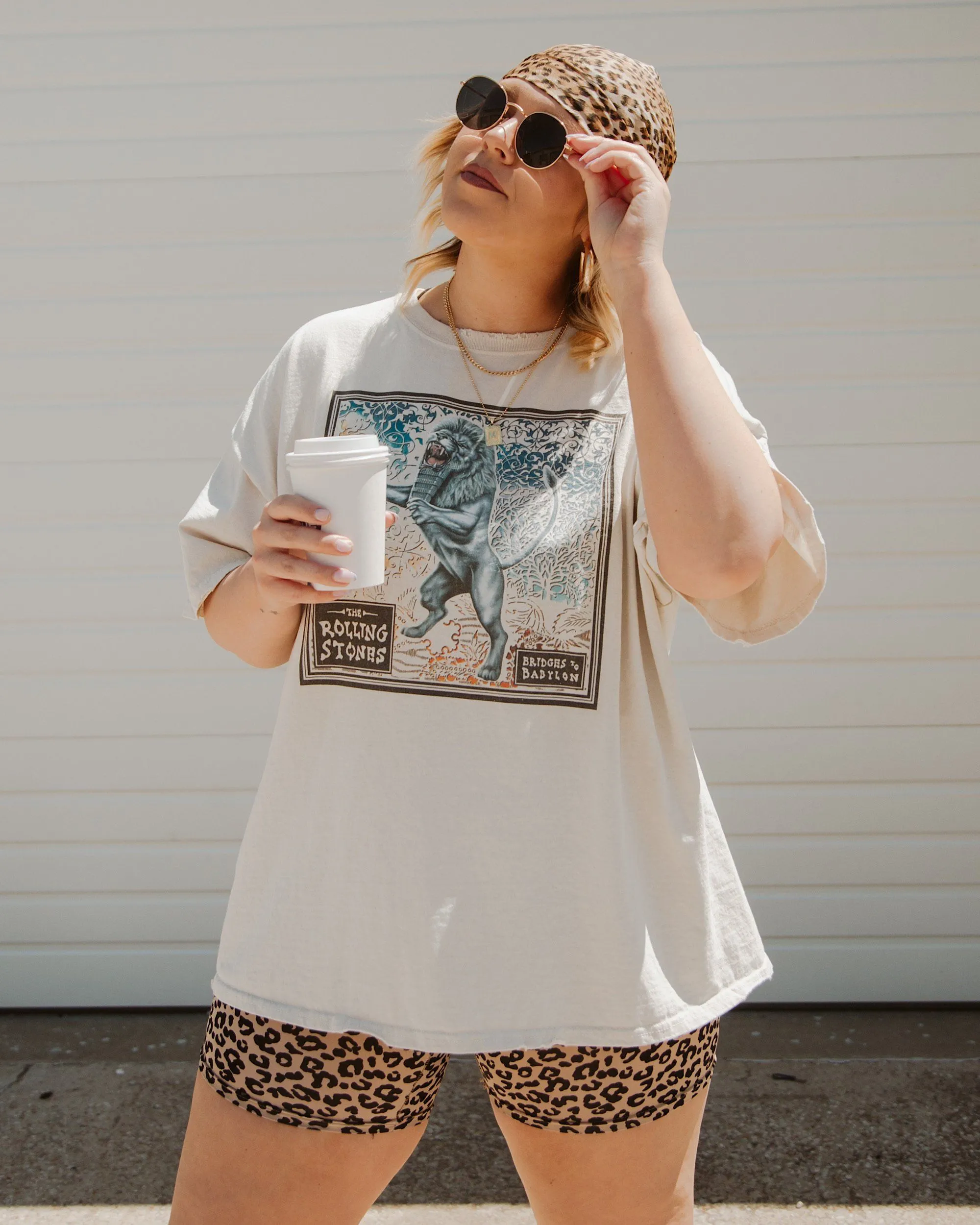 Rolling Stones Babylon Tour Lion Off White Thrifted Distressed Tee