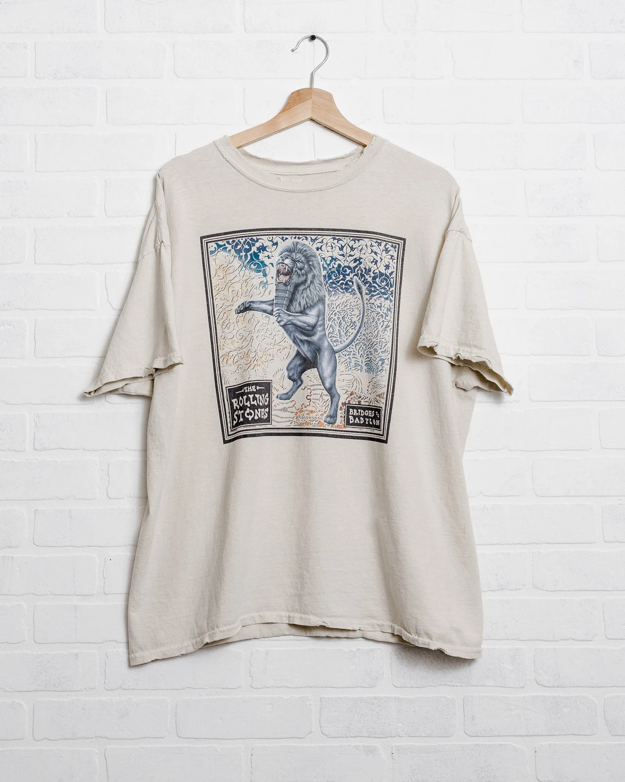 Rolling Stones Babylon Tour Lion Off White Thrifted Distressed Tee