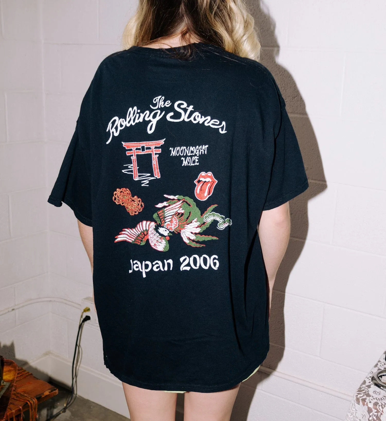 Rolling Stones Japan 2006 Black Thrifted Distressed Tee