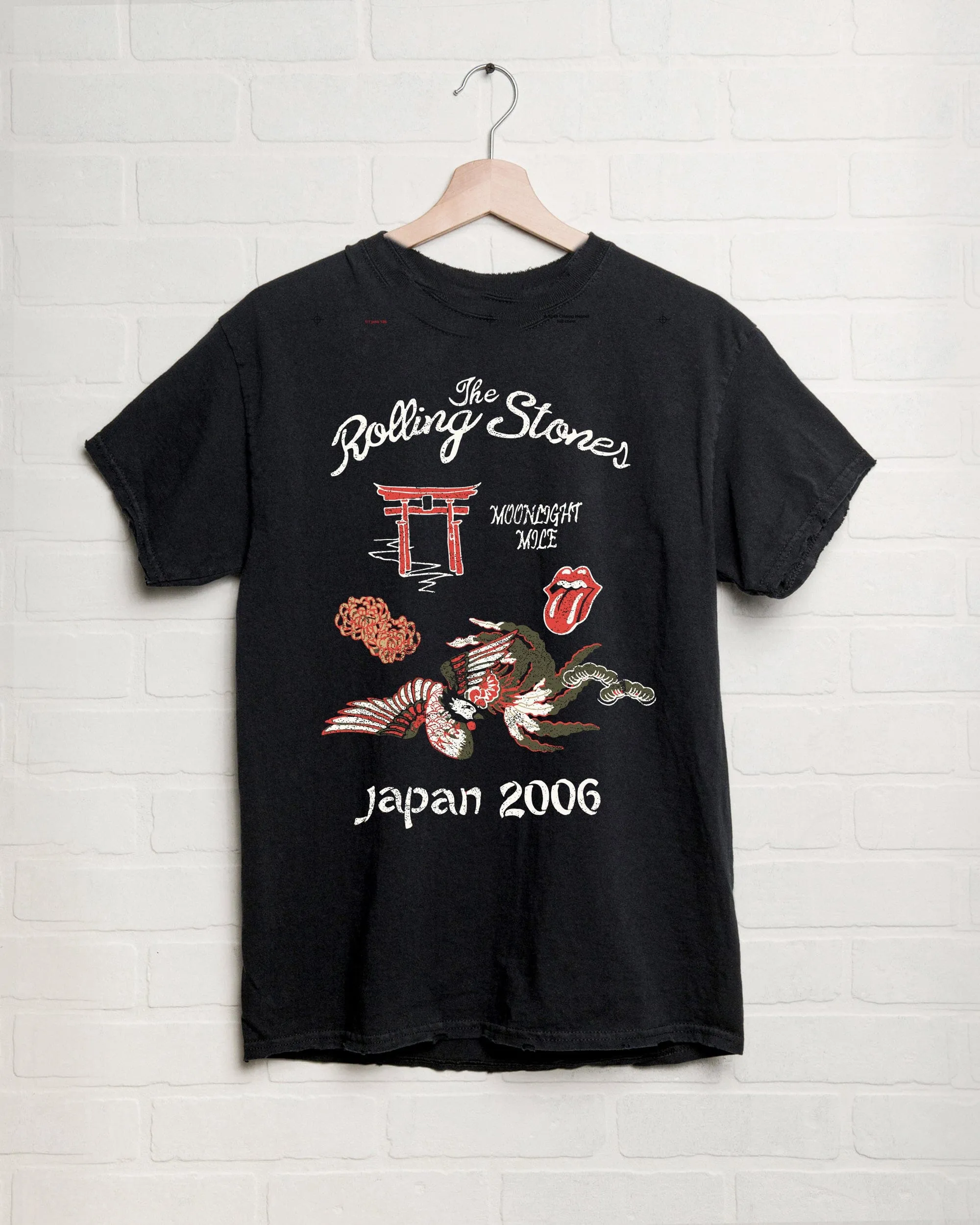 Rolling Stones Japan 2006 Black Thrifted Distressed Tee