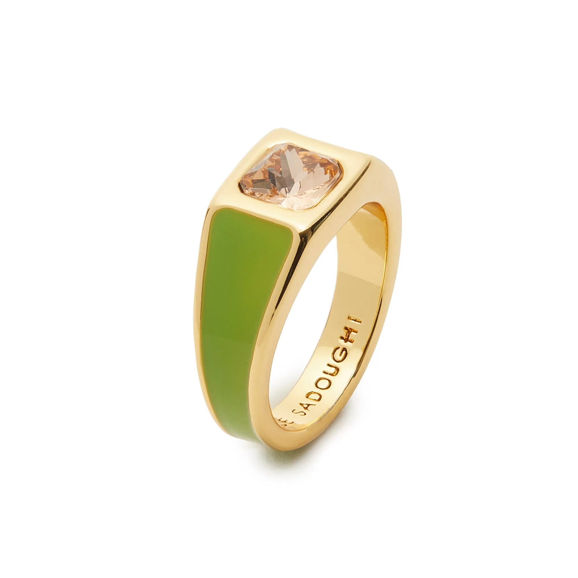 ROSE PARAKEET JEWELED SIGNET RING