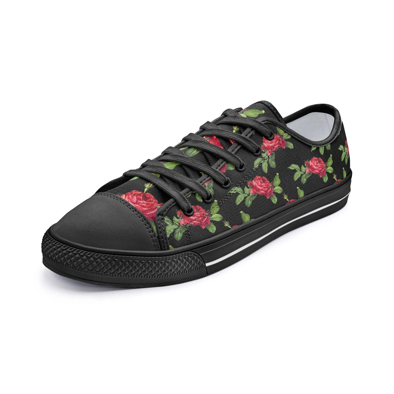 Rose Print Unisex Low Top Canvas Shoes