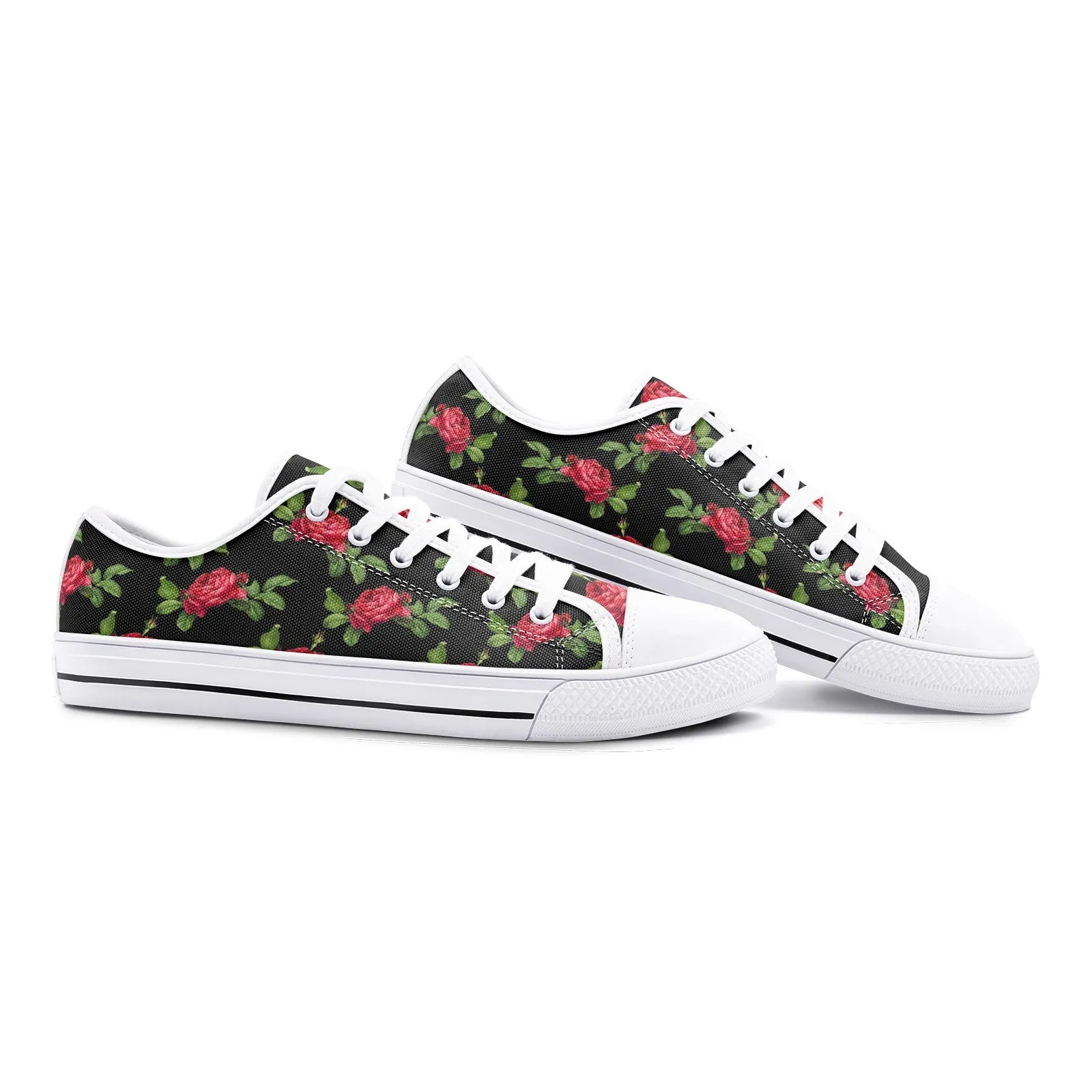 Rose Print Unisex Low Top Canvas Shoes