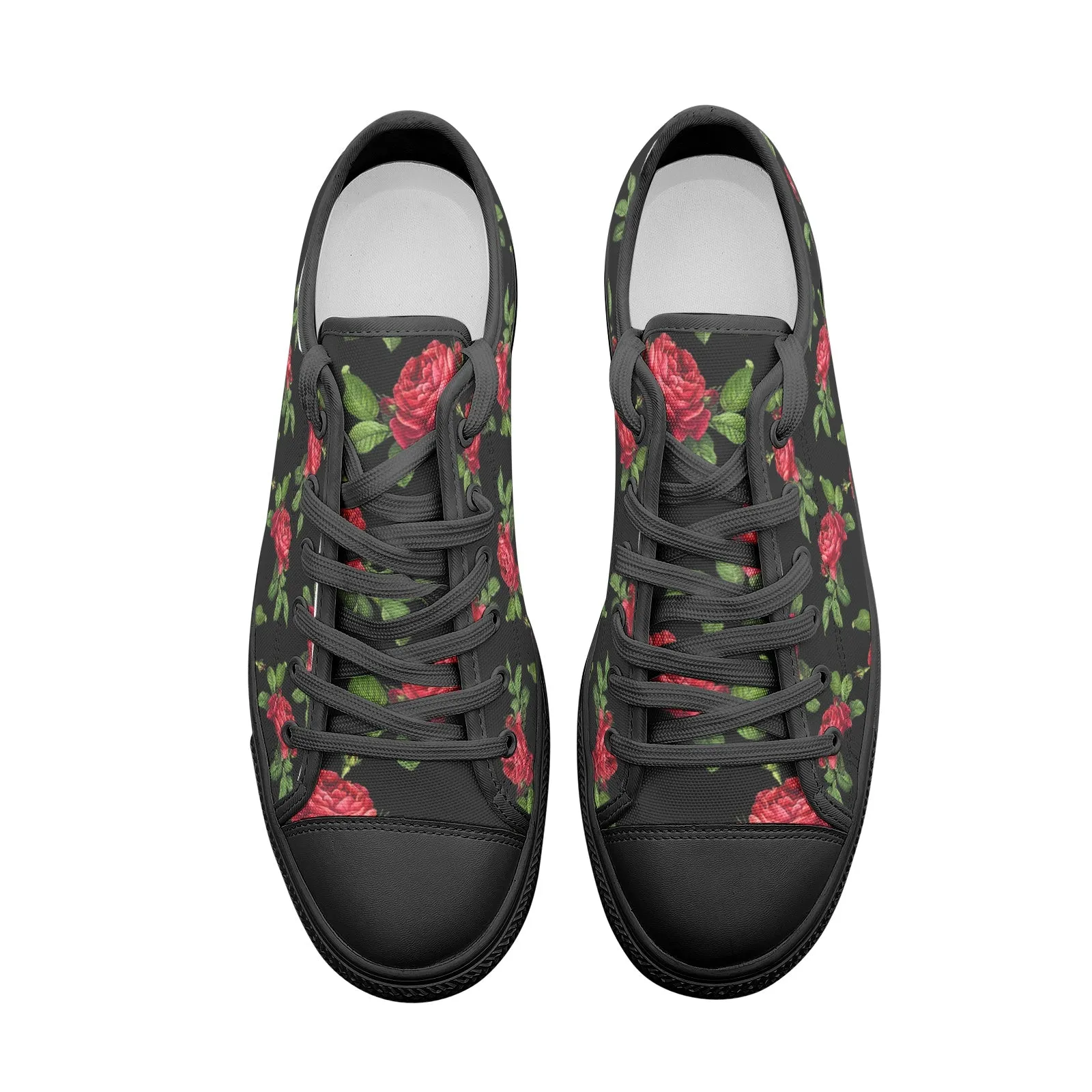 Rose Print Unisex Low Top Canvas Shoes