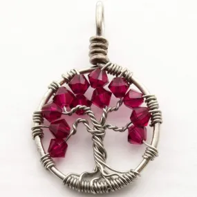 Ruby Crystal Tree of Life Pendant ~ July Birthstone