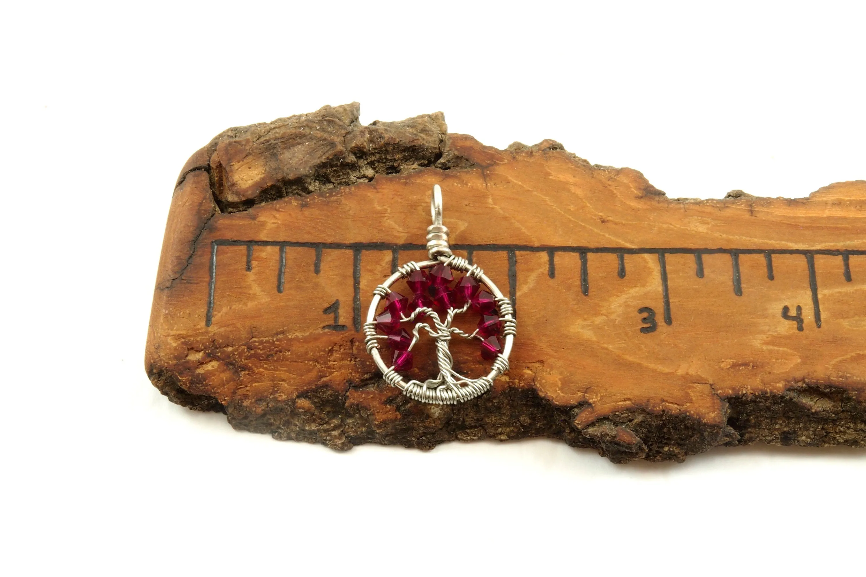 Ruby Crystal Tree of Life Pendant ~ July Birthstone