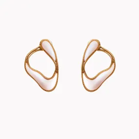 Stream Line Pink Opal Loop Earrings