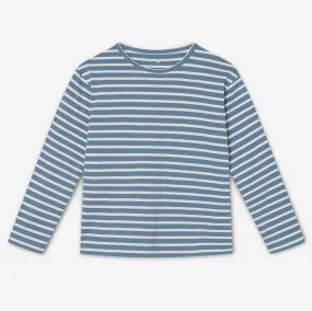 Striped Boxy Longsleeve I Pigeon Blue