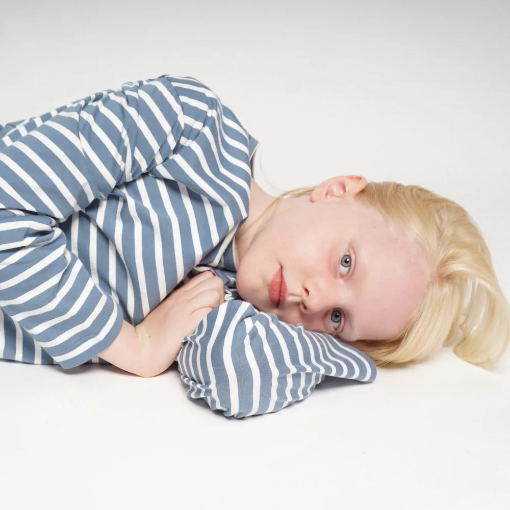 Striped Boxy Longsleeve I Pigeon Blue