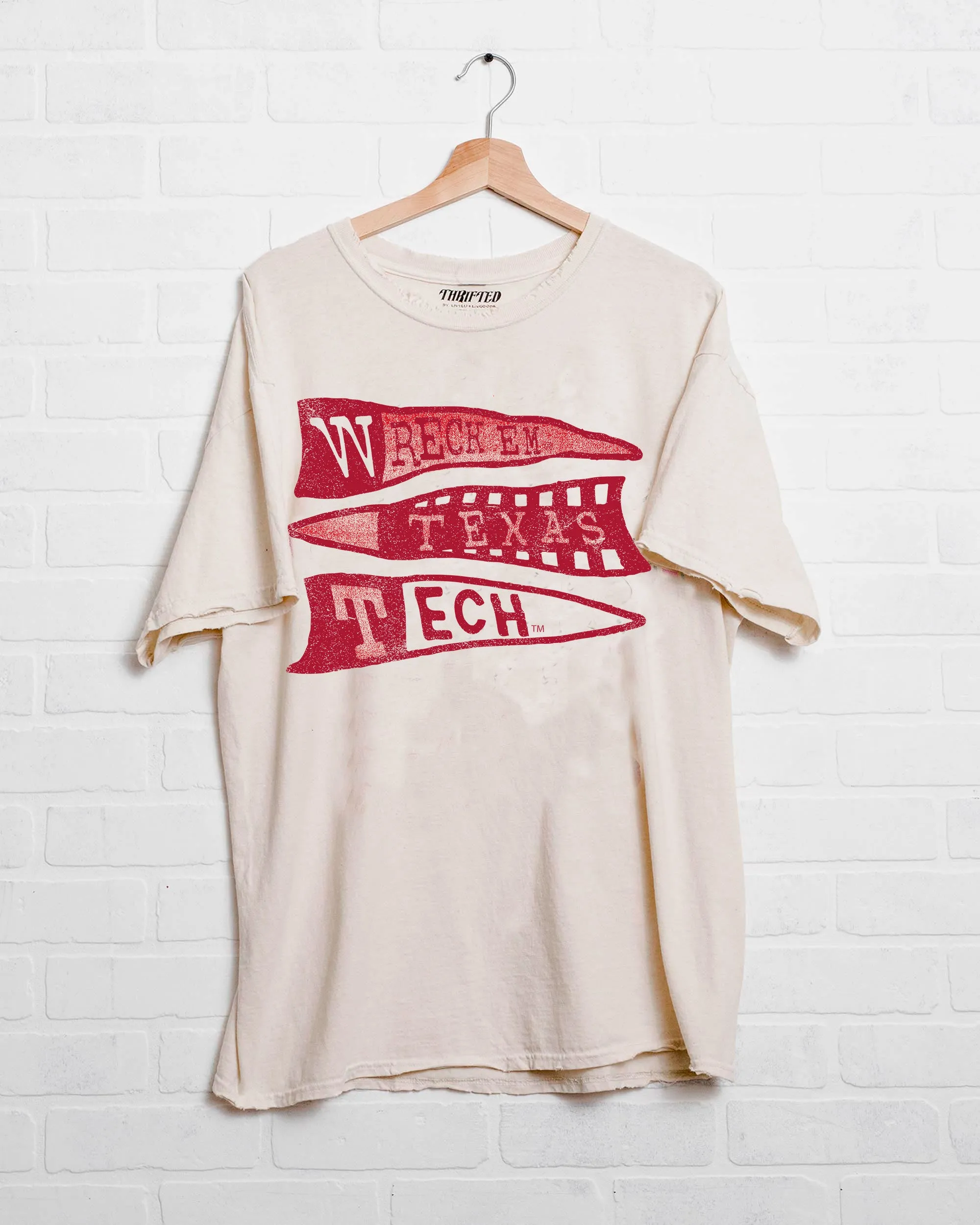 Texas Tech Pennant Off White Thrifted Tee