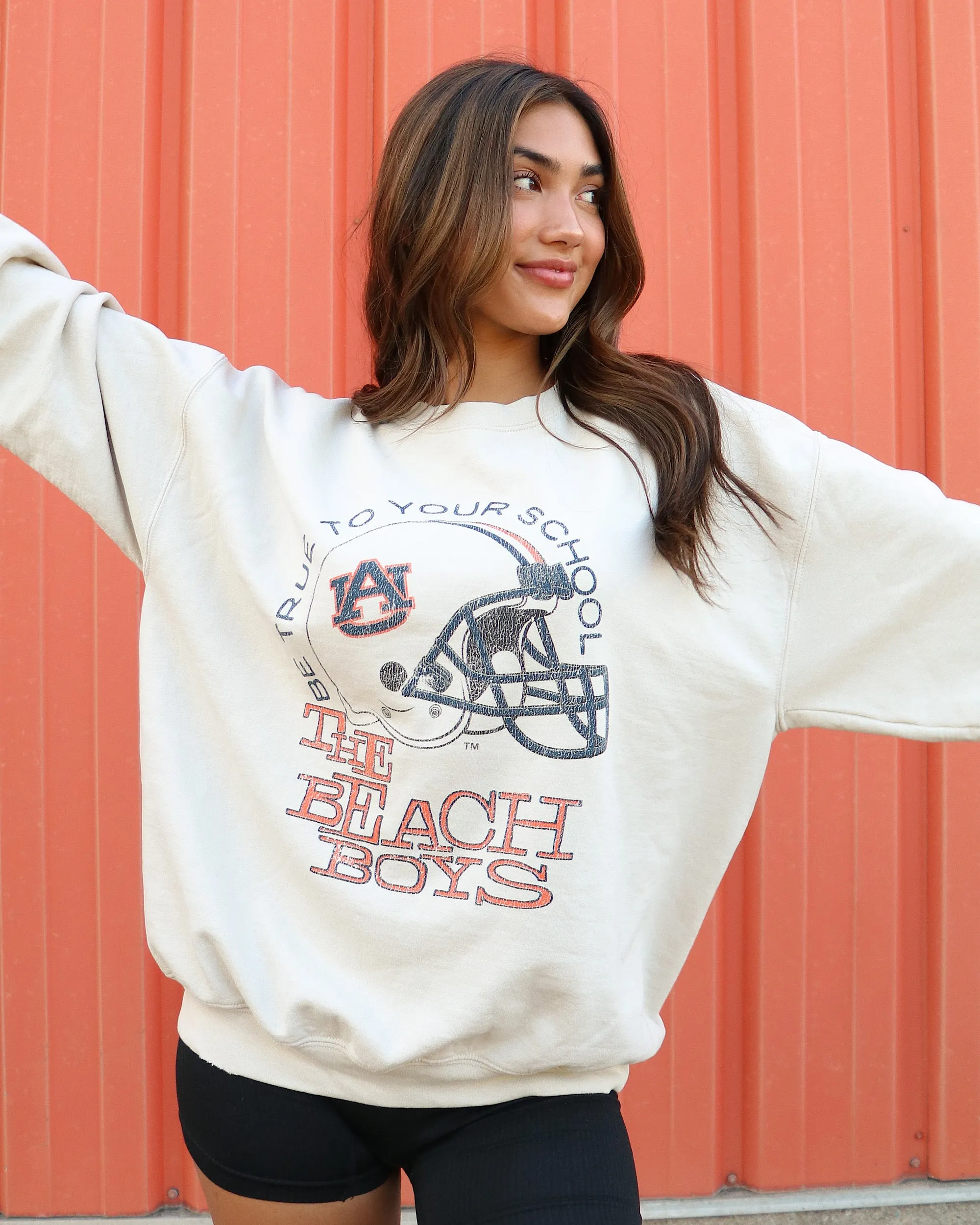 The Beach Boys Auburn Tigers True To Your School Sand Thrifted Sweatshirt