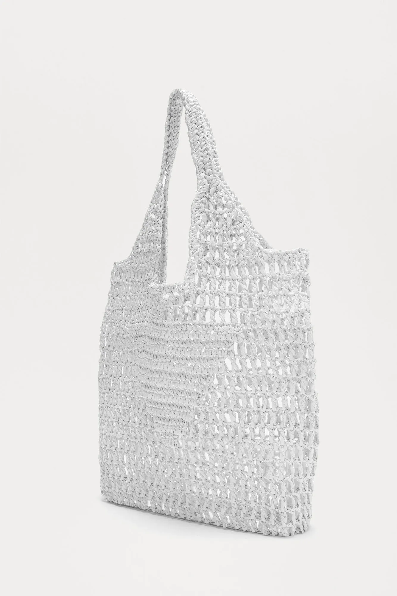 Triangle Crochet Tote Handbag - White