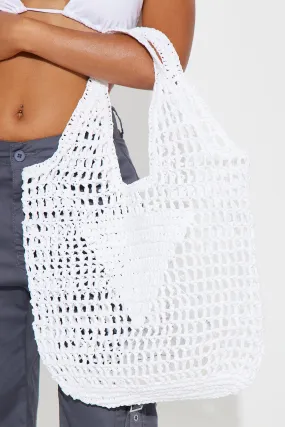 Triangle Crochet Tote Handbag - White