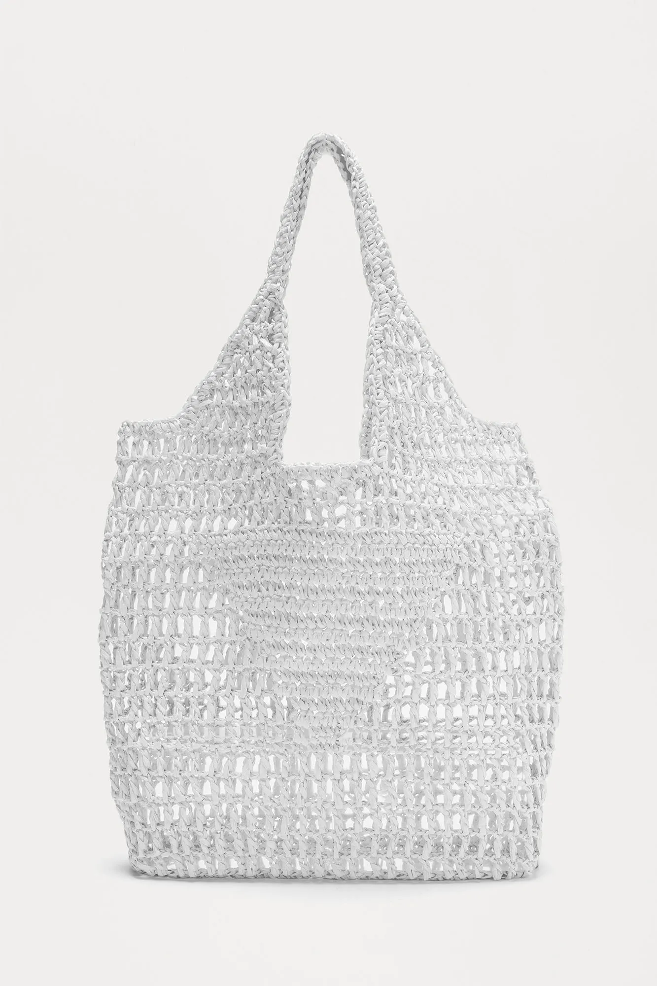 Triangle Crochet Tote Handbag - White