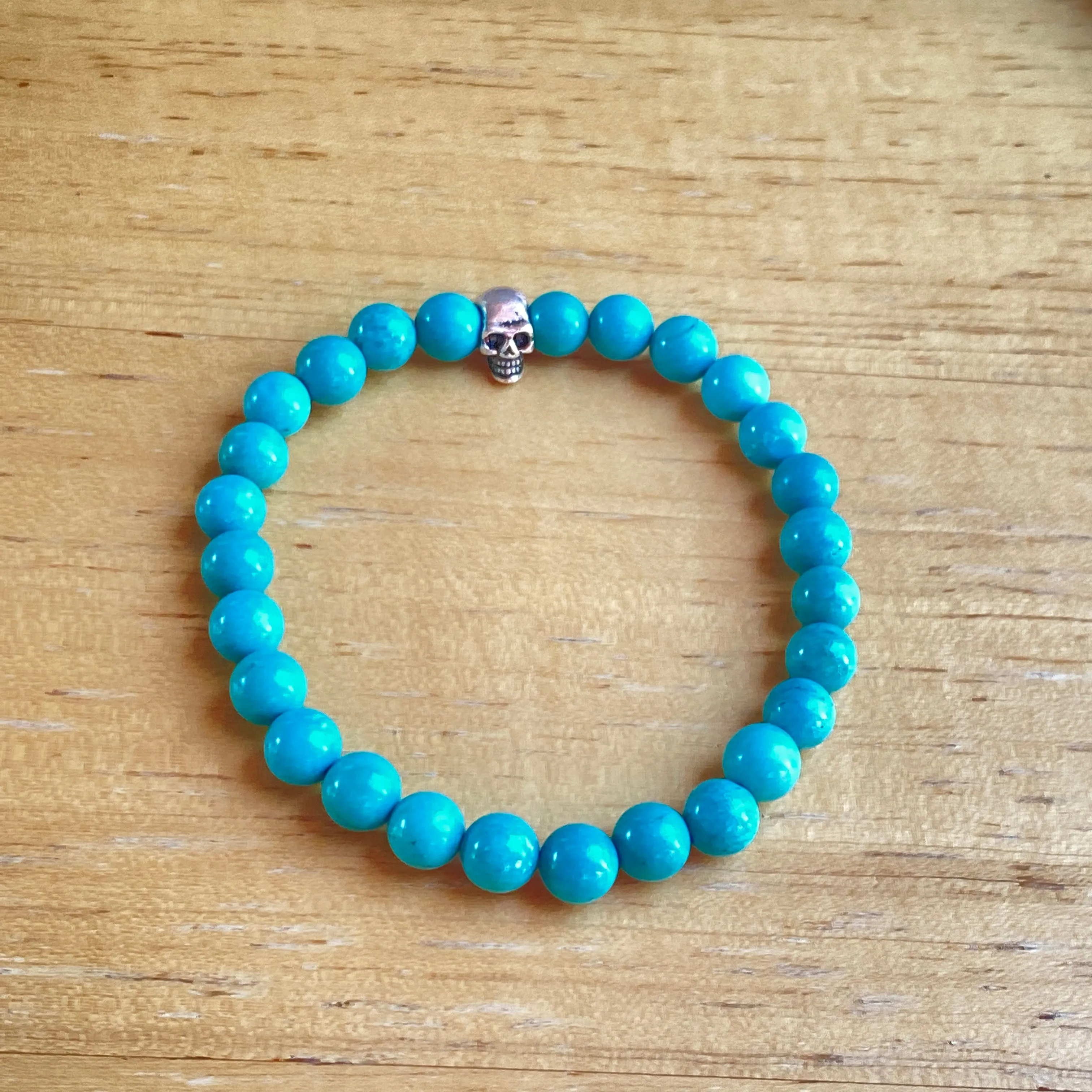 Turquoise and Sterling Silver Skull Bracelet