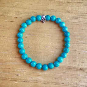 Turquoise and Sterling Silver Skull Bracelet