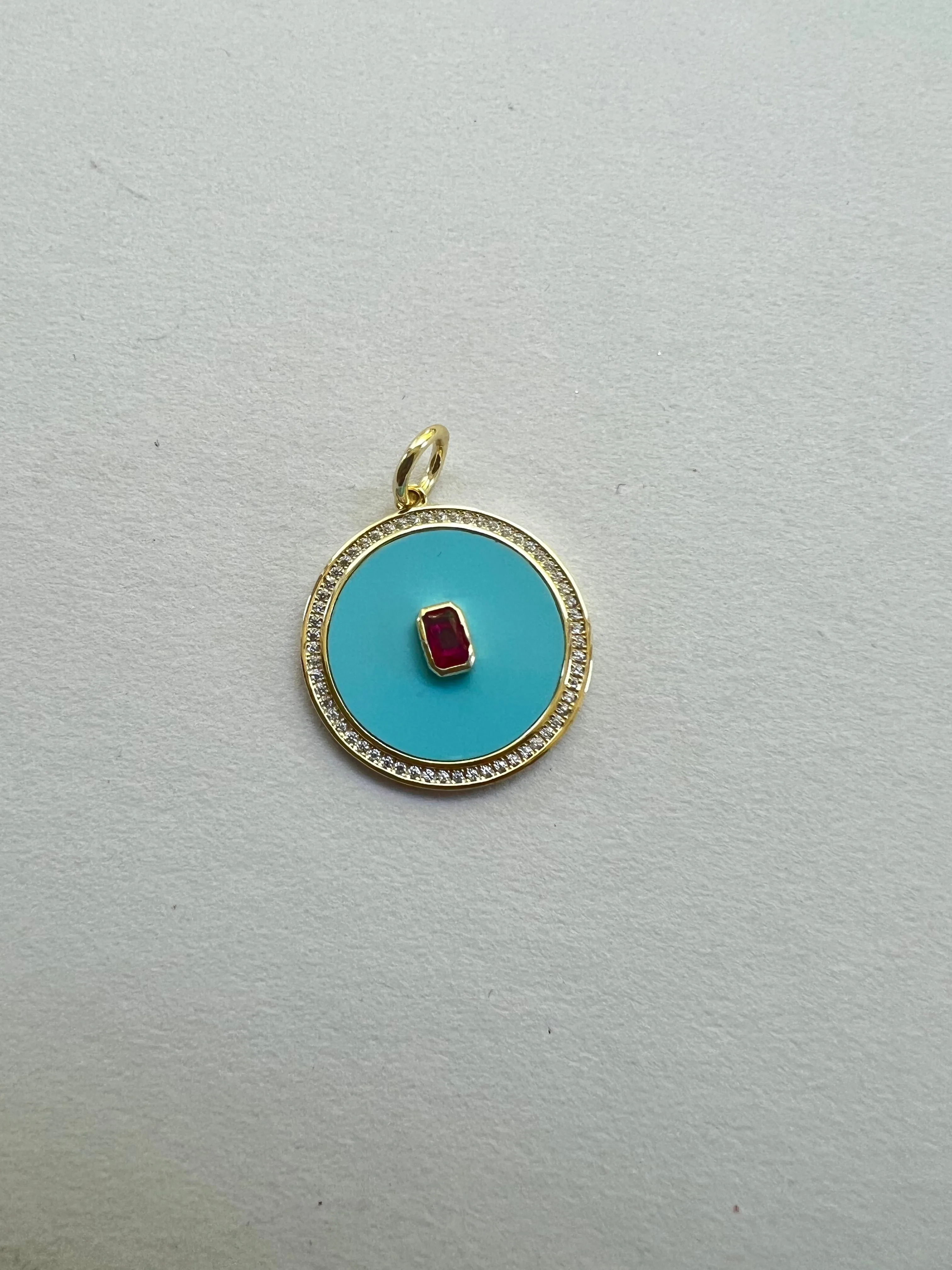 Turquoise Enamel Pendant | Gisa