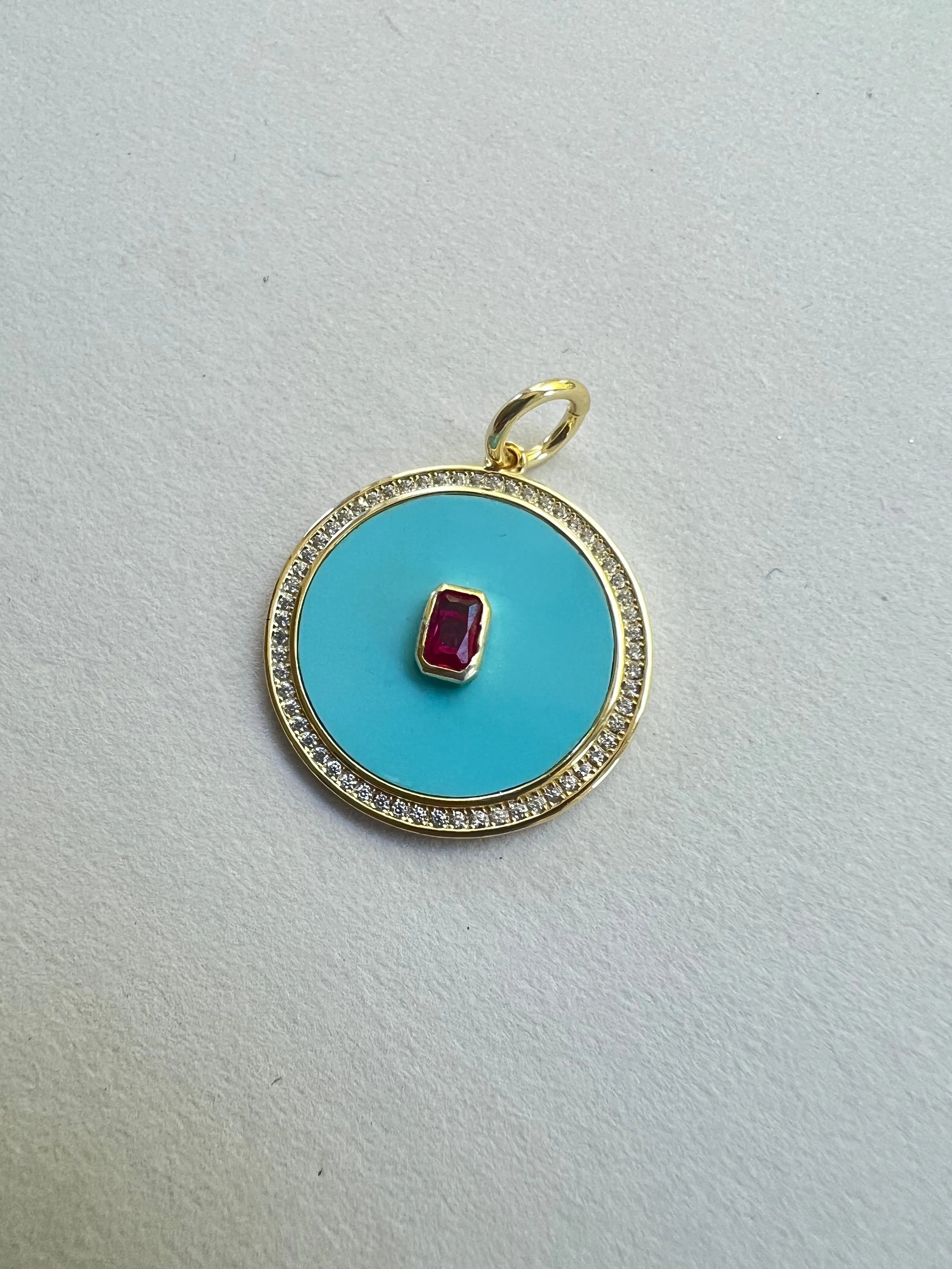 Turquoise Enamel Pendant | Gisa