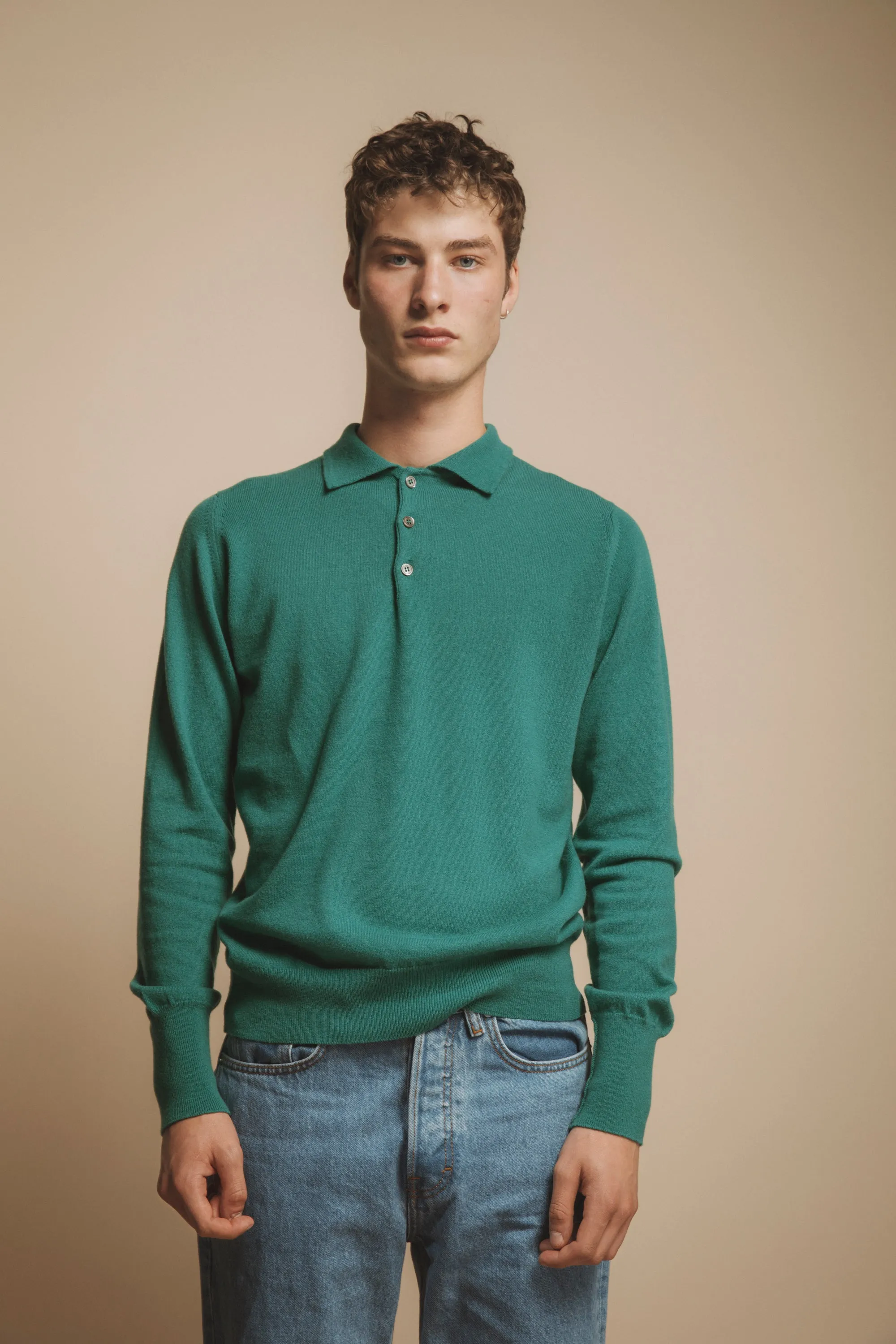 Unisex Made in Scotland Oxton Cashmere Sportshirt - Green