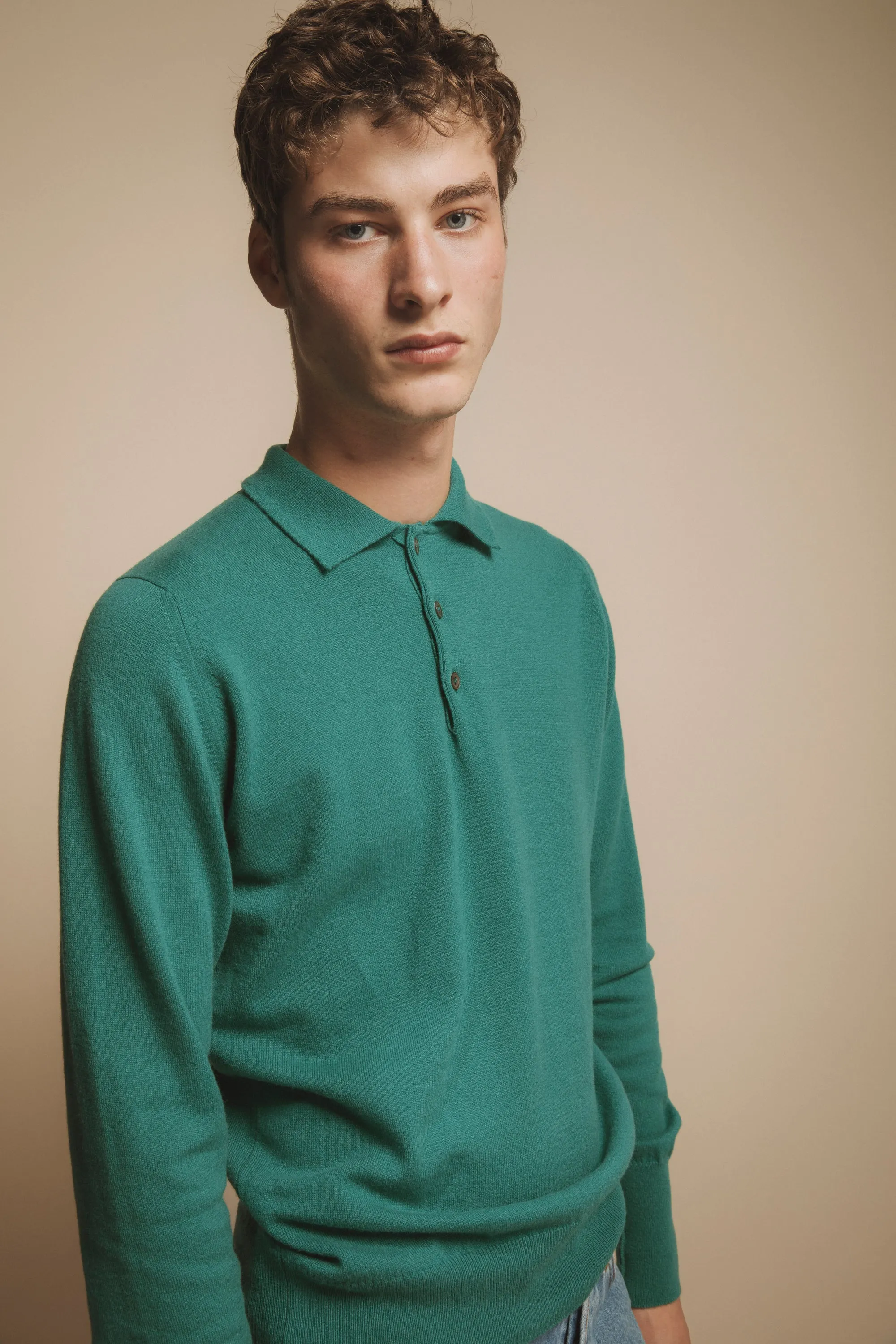 Unisex Made in Scotland Oxton Cashmere Sportshirt - Green