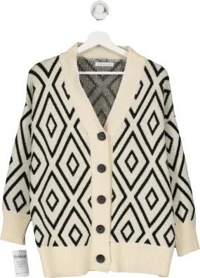 venessa nucci Cream Diamond Print Knit Cardigan One Size