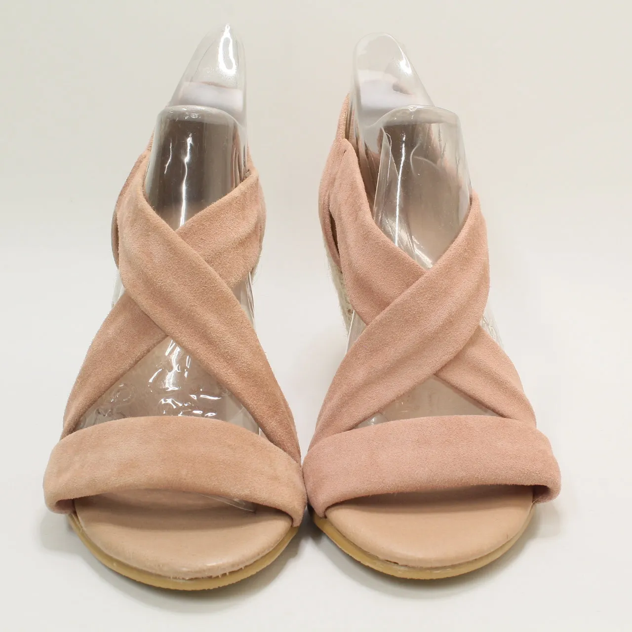 Womens Office Maiden Cross Strap Wedge Nude Suede Uk Size 6